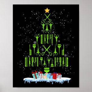 Scissors Hair Christmas Tree Funny Hairstylist Xma Poster