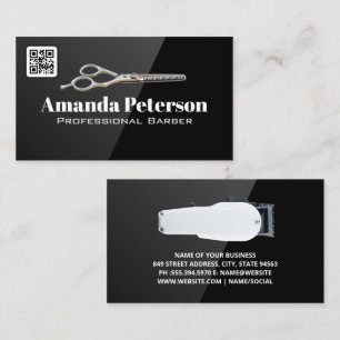 Scissors Hair Clippers QR Code Business Card