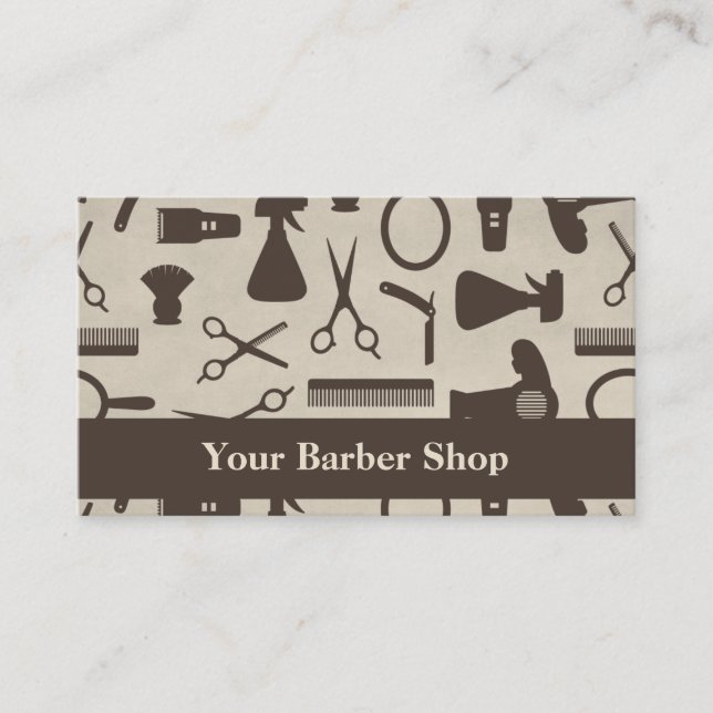 Scissors Hair Cut Tools Pattern Barber Shop Business Card (Front)
