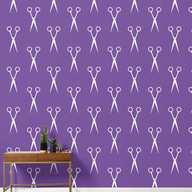  Scissors Hair Stylist Pattern Wallpaper (Hallway)