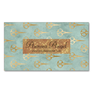 Scissors Hair Stylist Vintage Gold  Magnetic Business Card