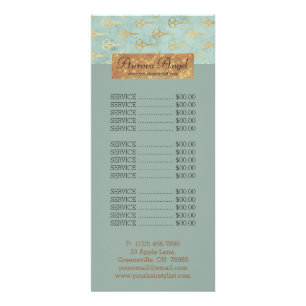 Scissors Hair Stylist Vintage Price List Gold Rack Card