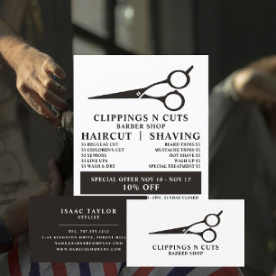 Scissors Logo, Men's Barbers Advertising Flyer