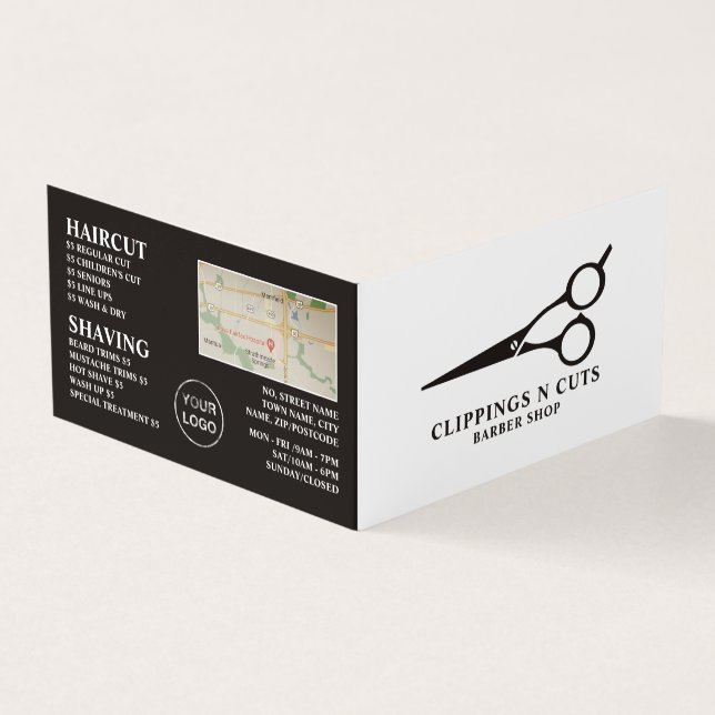 Scissors Logo Men's Barbers Detailed Loyalty Card, Business Card (Outside)