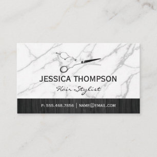 Scissors Marble Wood Business Card