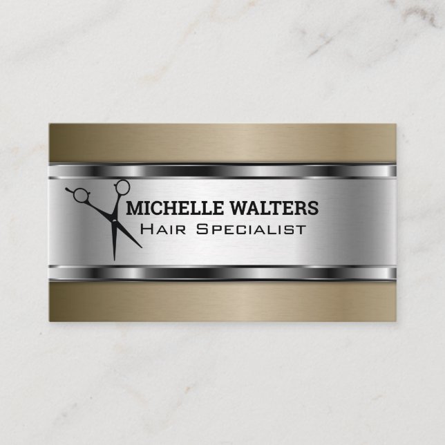 Scissors | Metallic Background Business Card (Front)