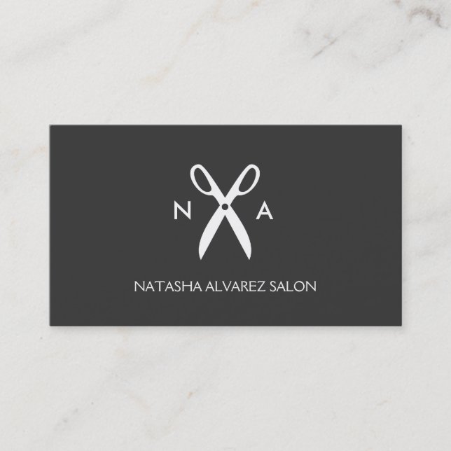SCISSORS MONOGRAM LOGO for HAIR SALON, STYLISTS Business Card (Front)