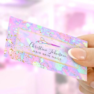 scissors on FAUX glitter pastel background Business Card