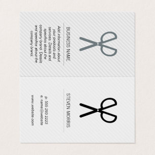 Scissors / Stripes (grey) Business Card