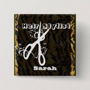 Scissors Swirls Hair Stylist Beaty Salons 15 Cm Square Badge