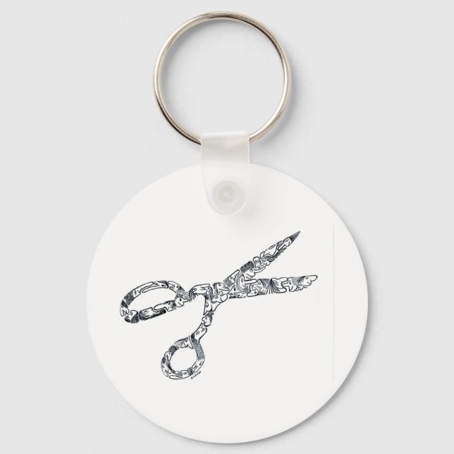 Scissors with Haircuts Key Ring (Front)