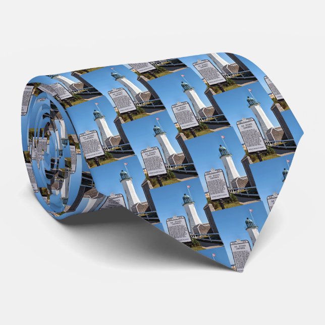 Scituate Lighthouse, Massachusetts Mens Tie (Rolled)