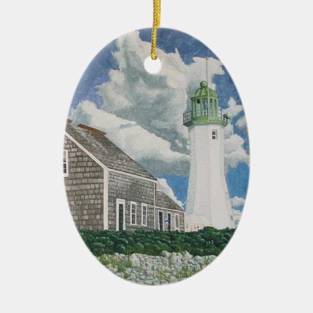 Scituate Lightkeeper's House Ceramic Tree Decoration (Front)