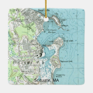 Scituate MA Vintage Map Ceramic Ornament