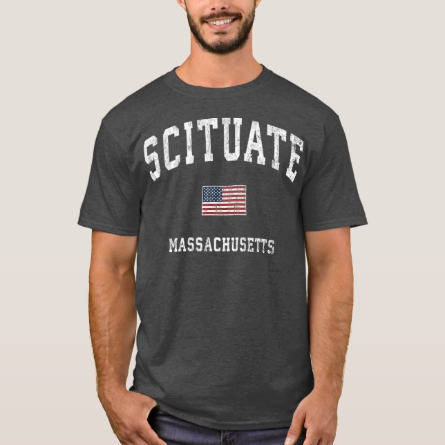 Scituate Massachusetts MA Vintage American Flag T-Shirt (Front)