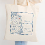 Scituate Massachusetts Map Elegant Wedding Welcome Tote Bag<br><div class="desc">Quick and easy ordering! This navy blue Scituate, MA map design is the perfect fit whether you're getting married at The River Club, Barker House or Peggoty Beach. It features elegant navy blue script font combined with all caps typography that is classic and timeless. This Massachusetts map includes the coast...</div>