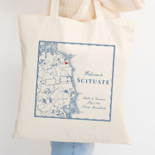 Scituate Massachusetts Map Elegant Wedding Welcome Tote Bag