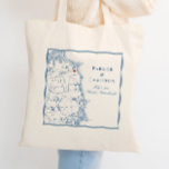 Scituate Massachusetts Map Elegant Wedding Welcome Tote Bag<br><div class="desc">Quick and easy ordering! This navy blue Scituate, MA map design is the perfect fit whether you're getting married at The River Club, Barker House or Peggoty Beach. It features elegant navy blue script font combined with all caps typography that is classic and timeless. This Massachusetts map includes the coast...</div>