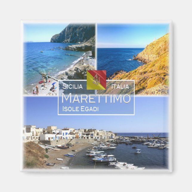 SCL008 MARETTIMO ISLAND, Mosaic, Sicily, Fridge Magnet (Front)