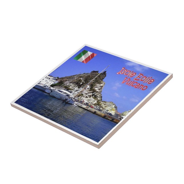 SCL035 AEOLIAN ISLANDS, Volcano, Sicily. Tile (Side)