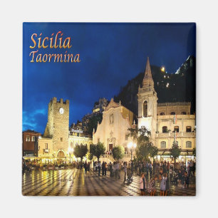 SCL061 TAORMINA by night, Sicily, Italy, Fridge Magnet