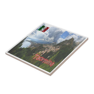 SCL066 TAORMINA, Aerial View, Sicily, Tile
