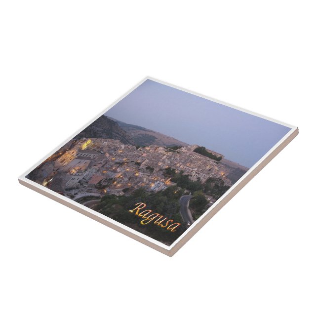 SCL072 RAGUSA by Night, Sicily, Italy, Tile (Side)
