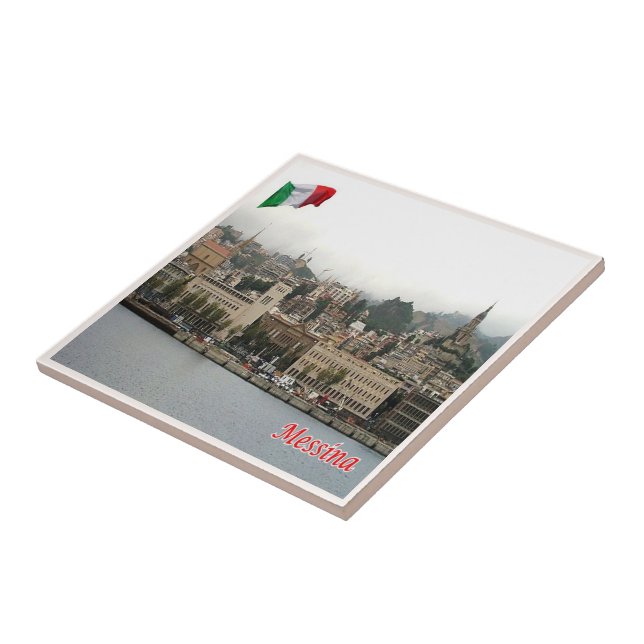 SCL078 MESSINA Cityscape, Sicily, Italy, Tile (Side)