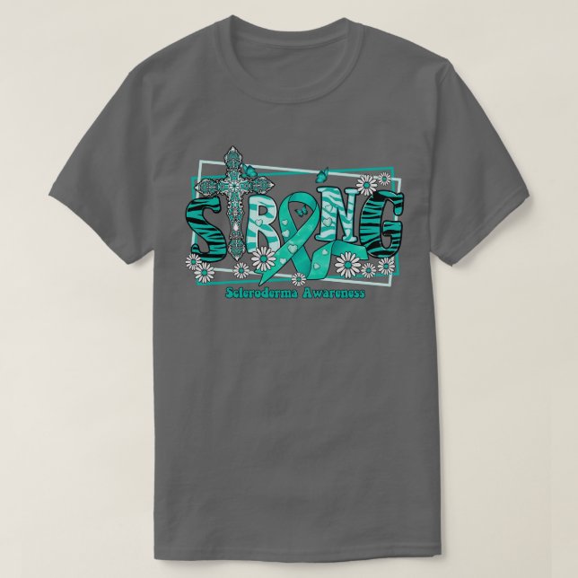 Scleroderma Awareness Awareness cross ribbon Stron T-Shirt (Design Front)