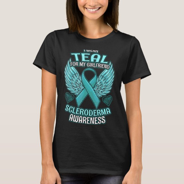 Scleroderma Awareness Girlfriend Support Ribbon T-Shirt (Front)