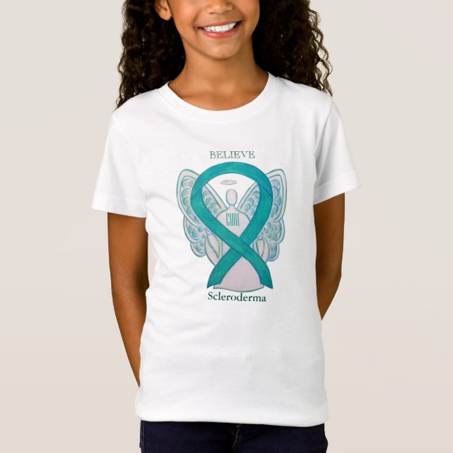 Scleroderma Teal Awareness Ribbon Angel Shirt (Front)