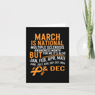 Sclerosis Awareness Month Ms Orange Ribbon Brain  Card