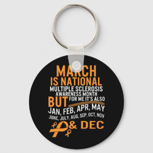 Sclerosis Awareness Month Ms Orange Ribbon Brain Key Ring