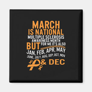 Sclerosis Awareness Month Ms Orange Ribbon Brain Magnet
