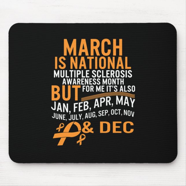 Sclerosis Awareness Month Ms Orange Ribbon Brain  Mouse Pad (Front)