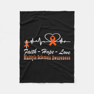 Sclerosis Awareness Ms Faith Hope Heartbeat  Fleece Blanket