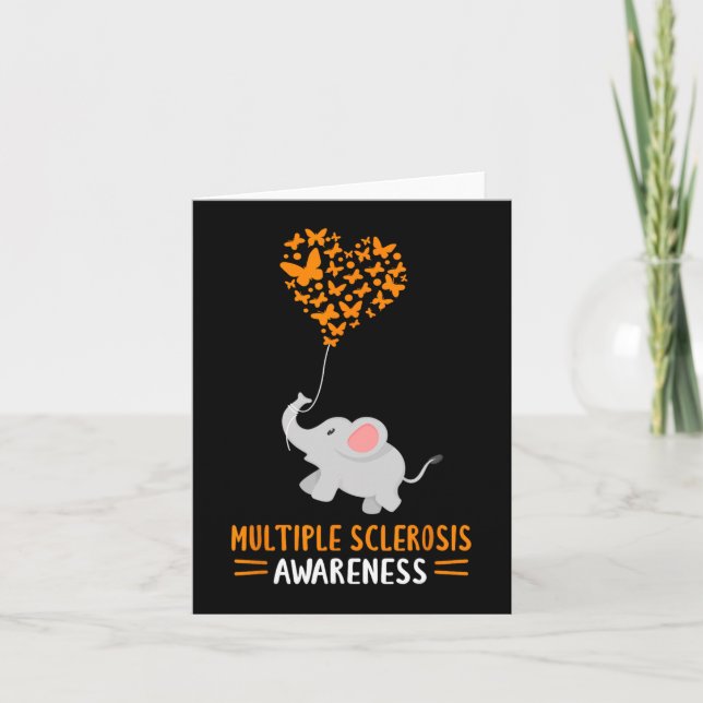 Sclerosis Awareness Ms Month Elephant Butterfly  Card (Front)