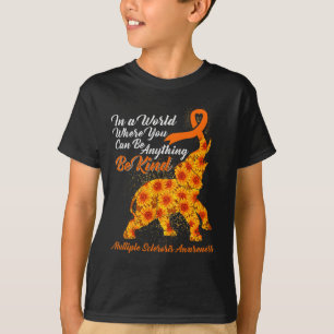 Sclerosis Awareness Ms Orange Ribbon Elephant  T-Shirt