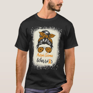 Sclerosis Awareness Ms Warrior Messy Bun Leopard  T-Shirt