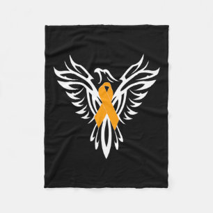 Sclerosis Awareness Orange Ribbon Phoenix  Fleece Blanket