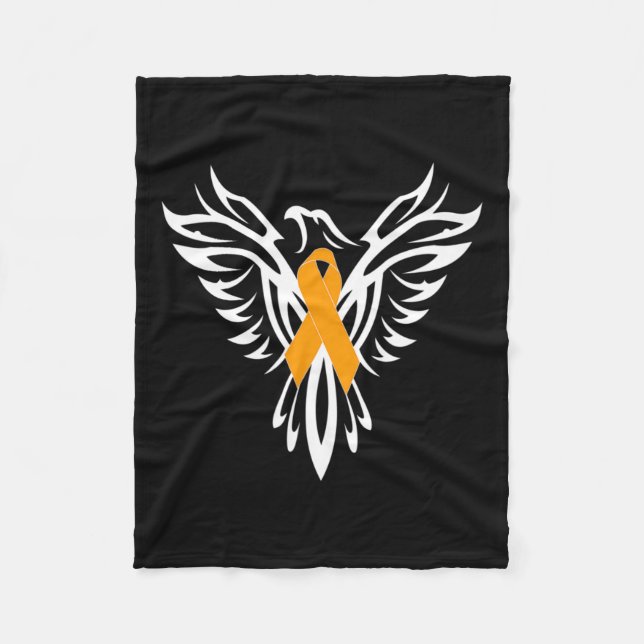 Sclerosis Awareness Orange Ribbon Phoenix  Fleece Blanket (Front)