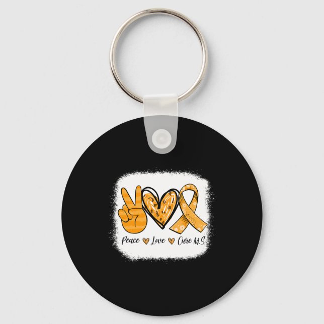 Sclerosis Awareness Peace Love Cure Ms Warrior  Key Ring (Front)