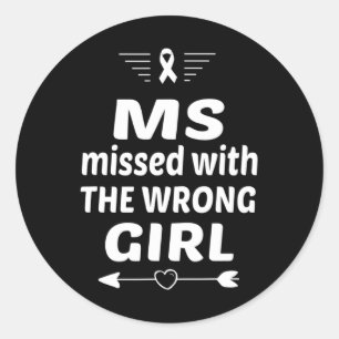 Sclerosis Ms Missed With Wrong Girl Orange Ribbon Classic Round Sticker
