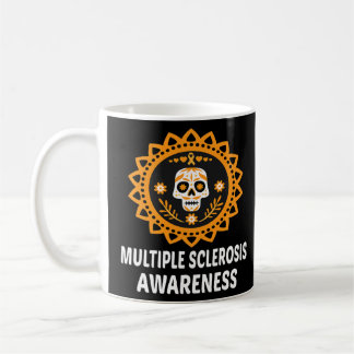 Sclerosis Ms Orange Ribbon Skull Coffee Mug