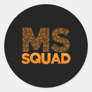 Sclerosis Ms Squad Orange Ribbon Survivor Support Classic Round Sticker