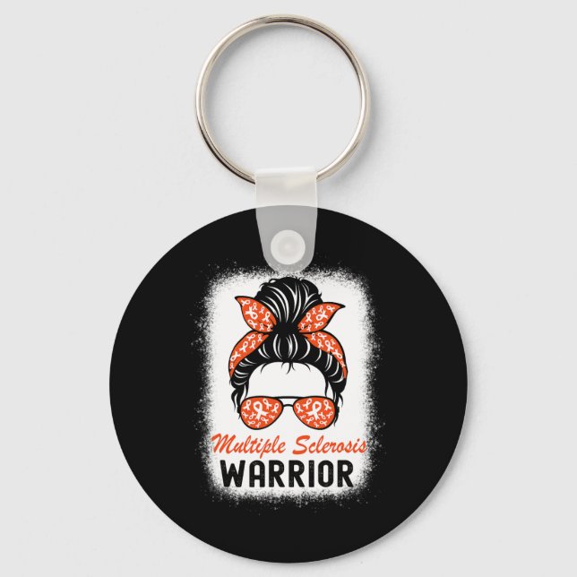 Sclerosis Warrior Ms Awareness Messy Bun  Key Ring (Front)