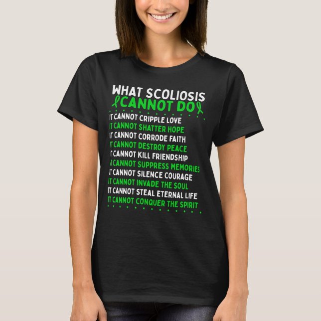 Scoliosis Awareness Fight Scoliosis Warrior Ribbon T-Shirt (Front)