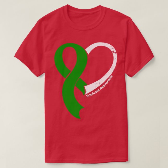 Scoliosis Awareness Hope Love Heart Ribbon Happy V T-Shirt (Design Front)