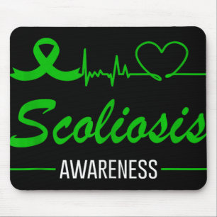 Scoliosis Awareness Love Heartbeat Green Ribbon Su Mouse Pad
