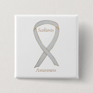 Scoliosis Awareness White Ribbon Custom Art Pin